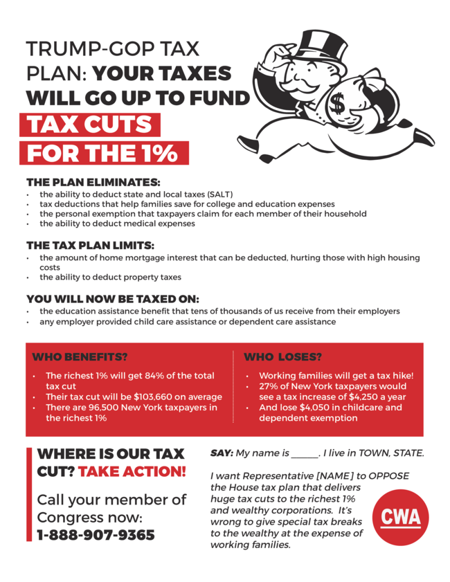 National Day of Action Against Trump - GOP Tax Plan | CWA 1109